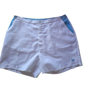 VINTAGE 1970 Jimmy Connors Mens Shorts Sz 42T White Baby Blue Terrycloth Panel